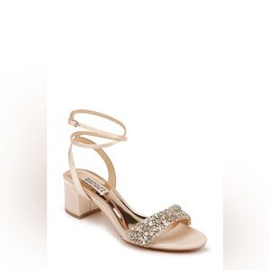 Badgley Mischka Jada Embellished Sandal in Nude - Size 5